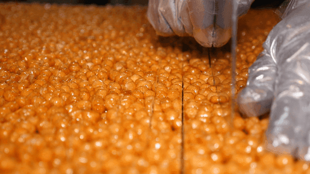 칼로 오란다를 자르는 모습