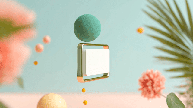 파스텔 색상의 떠 있는 기하학적 형태