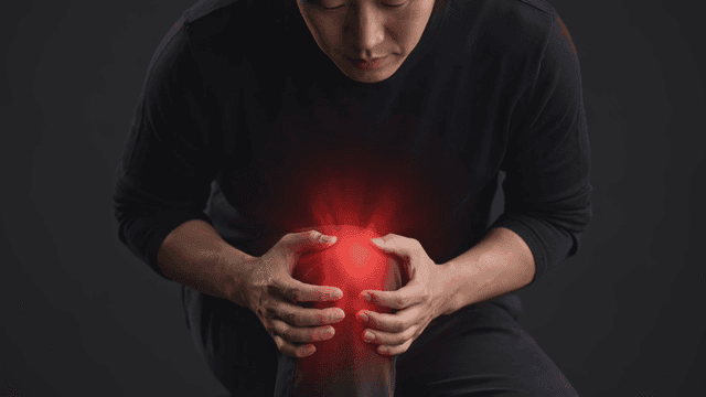 Person holding suffering knee