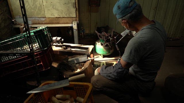 Craftsman working on a knife handle