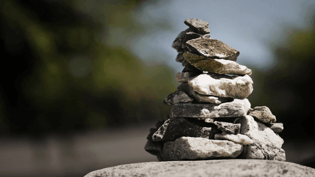 Pile of stones piled up in nature
