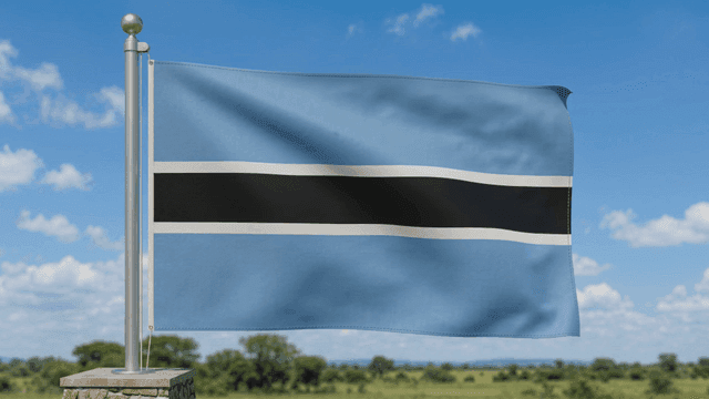 Botswana flag fluttering in clear sky
