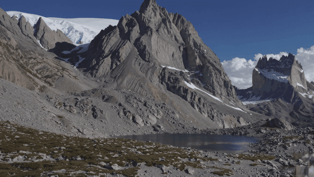 Majestic snow-covered mountain scenery under clear sky