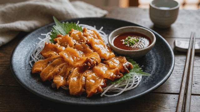 초장과 신선한 멍게 회