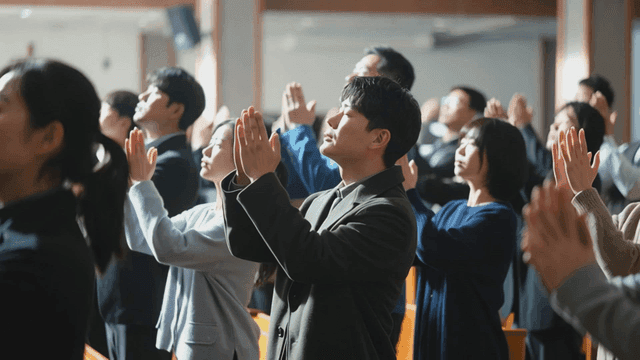 People praying in a church