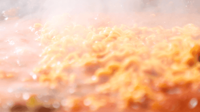 Steaming hot spicy ramen