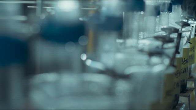 연구실에서 녹는점 온도를 측정하는 모습