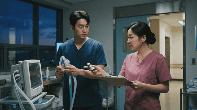 Medical staff discussing in a hospital room