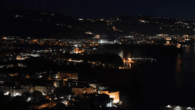 Vibrant cityscape at night with lights