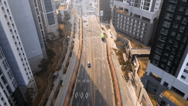 교통량이 많은 도시 교차로