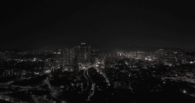 Bustling city skyline at night