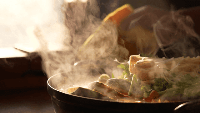 Hot seafood stew with fresh vegetables