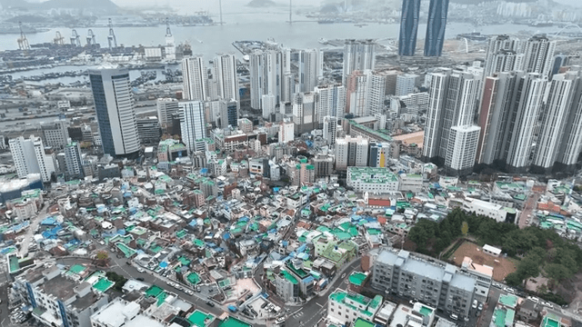 Aerial view of a dense urban area