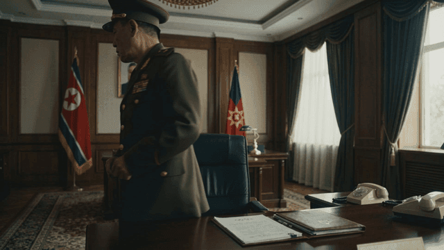North Korean military officer in command center