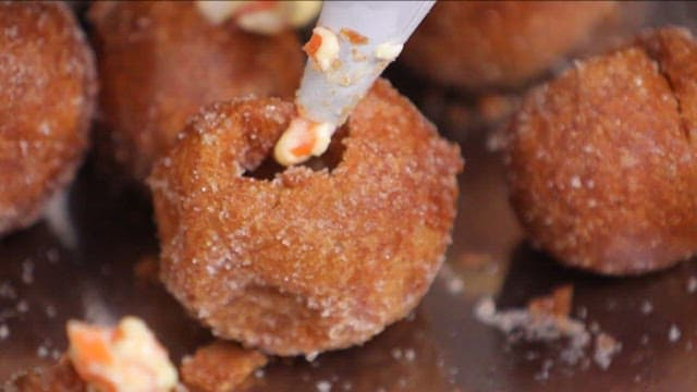 Carrot cream filling in glutinous rice donuts