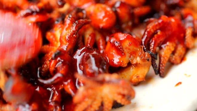 Grilled webfoot octopus with red seasoning