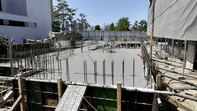 Construction site with poured concrete