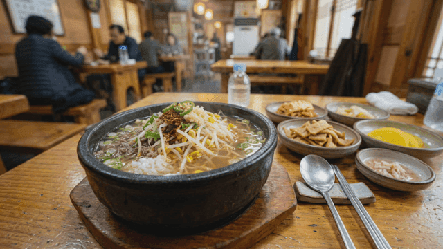 Side dishes and hot bean sprout soup