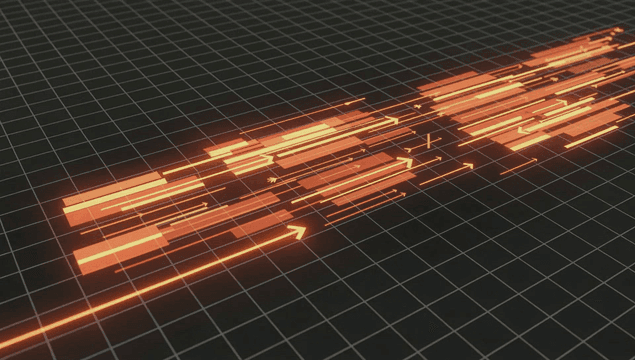 Arrows moving over grid