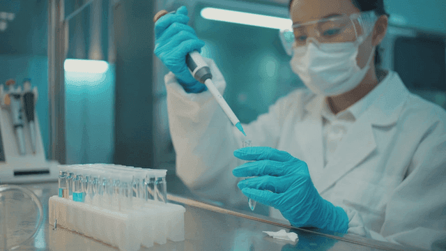 Scientist working with pipette in lab