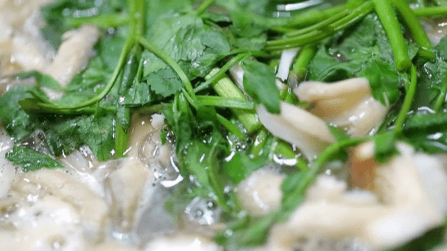 Noodle Soup with Water Parsley and Oyster Mushrooms