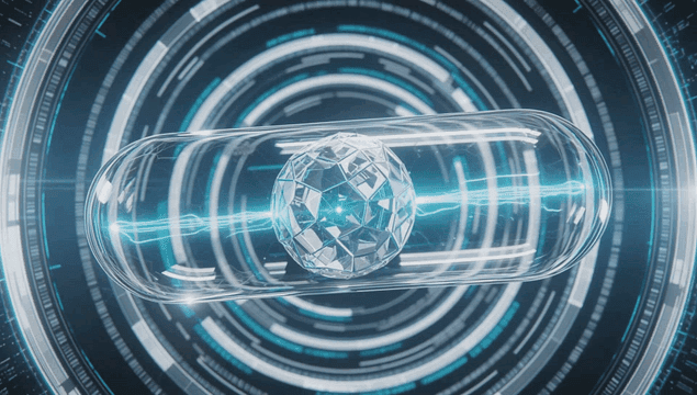 Futuristic digital capsule with circuits