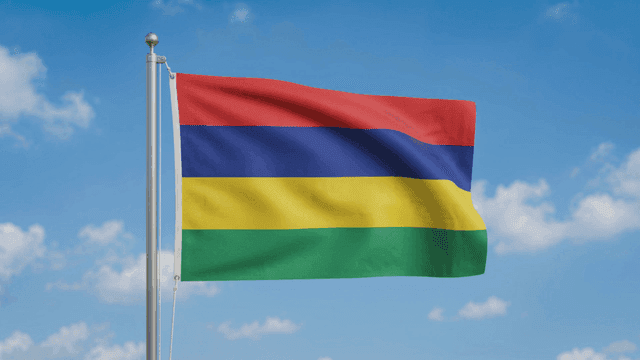 Republic of Mauritius fluttering under clear sky
