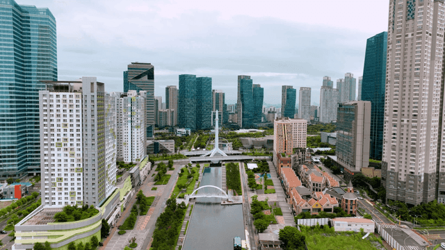 Modern cityscape with high-rise buildings