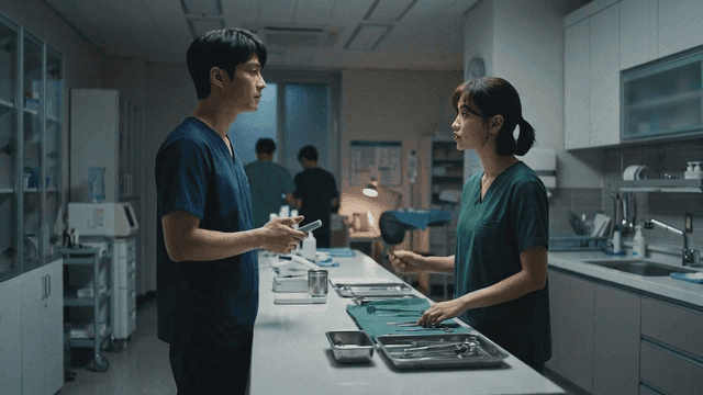 Medical staff preparing surgical tools
