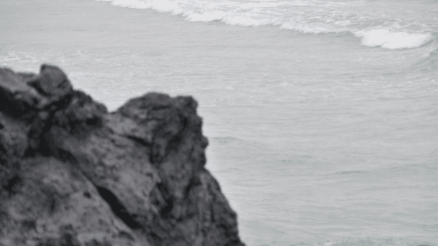 Waves crashing against rocky shore