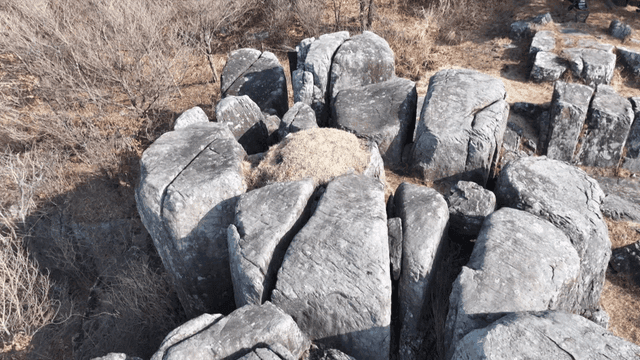 Large rock formations in mountains