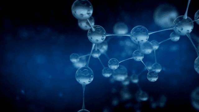 Connected molecules on dark blue background