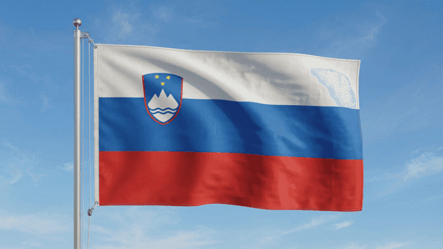 Slovenian flag fluttering under clear sky