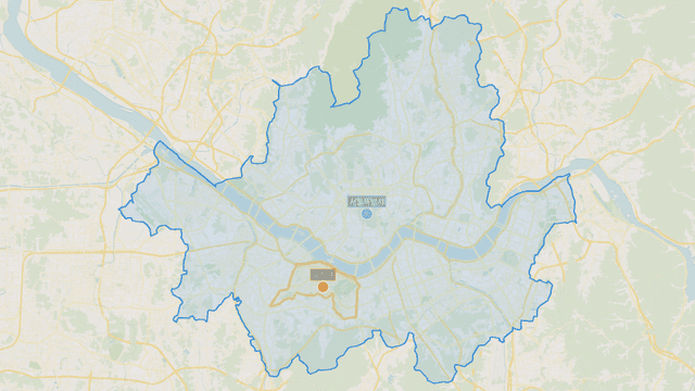 Map highlighting Dongjak-gu area of ​​Seoul