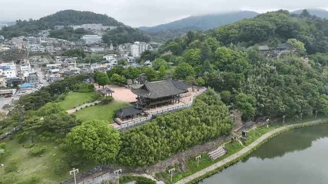 Traditional Hanok by river