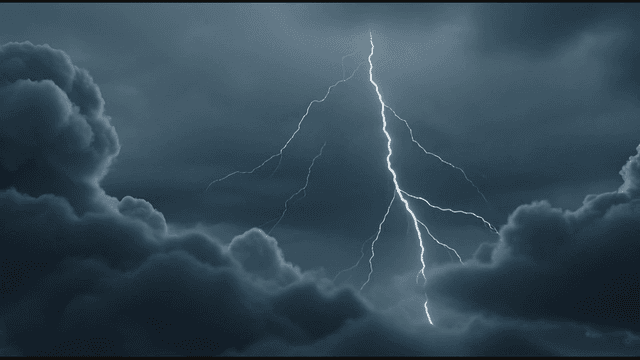 Dark storm clouds with lightning