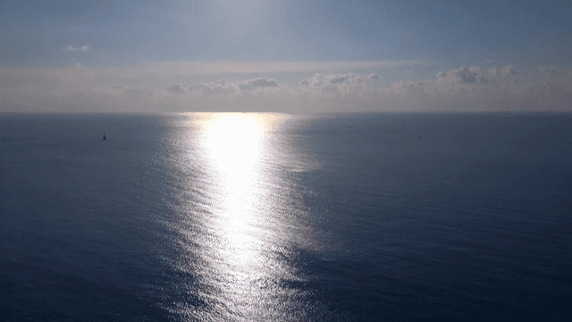 Sunlight reflecting on the calm ocean