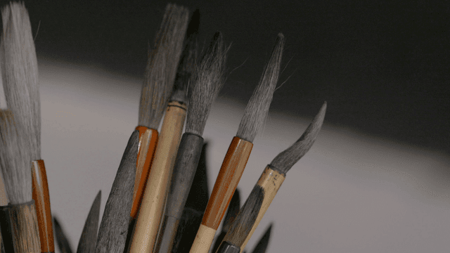 Collection of traditional calligraphy brushes