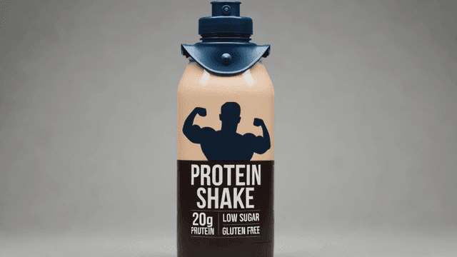 Protein shake bottle with nutritional info