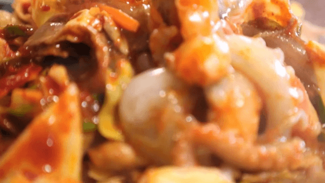 Spicy stir-fried octopus with vegetables