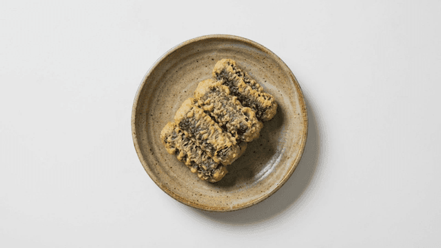 Korean fried seaweed rolls on a plate