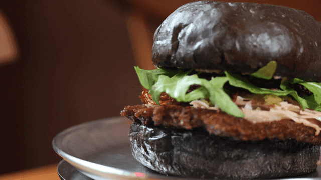 Chicken burger made with black bun