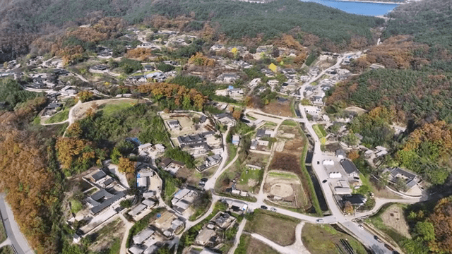 Traditional Korean village surrounded by nature