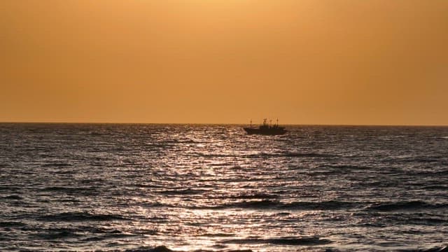 Serene ocean with a distant ship