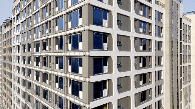 Modern high-rise apartment building exterior