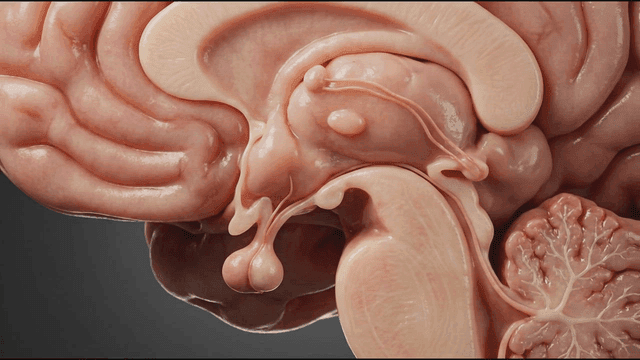 Detailed view of human pituitary gland model