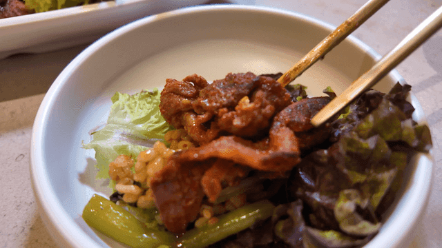 Stir-fried spicy pork with lettuce and rice
