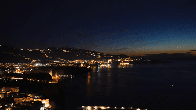 City night view by sea