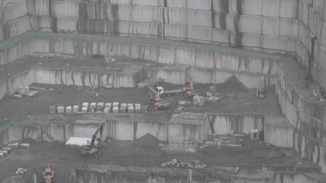 Large quarry with heavy equipment