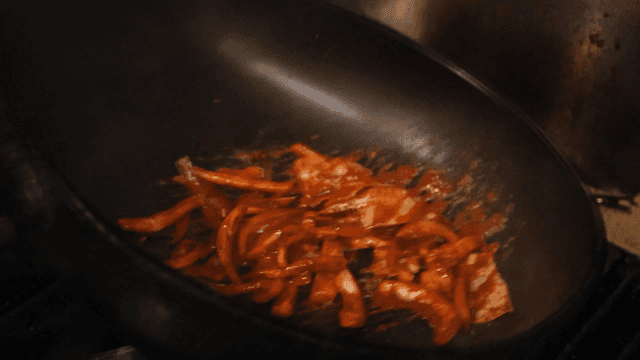 Spicy stir-fried squid cooked in hot wok